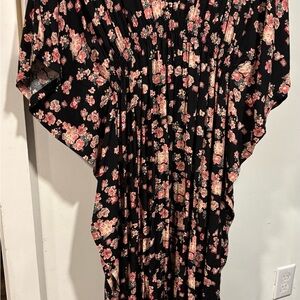 Natural Life Black Dress with Pink Floral Design